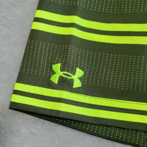 Under Armour Mens Polo Size Large Heat Gear Loose Green Striped Golf Casual NWOT - Picture 4 of 12